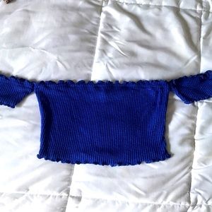 OFF SHOULDER BLUE CROP TOP